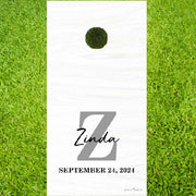 lawn game personalized with name and date