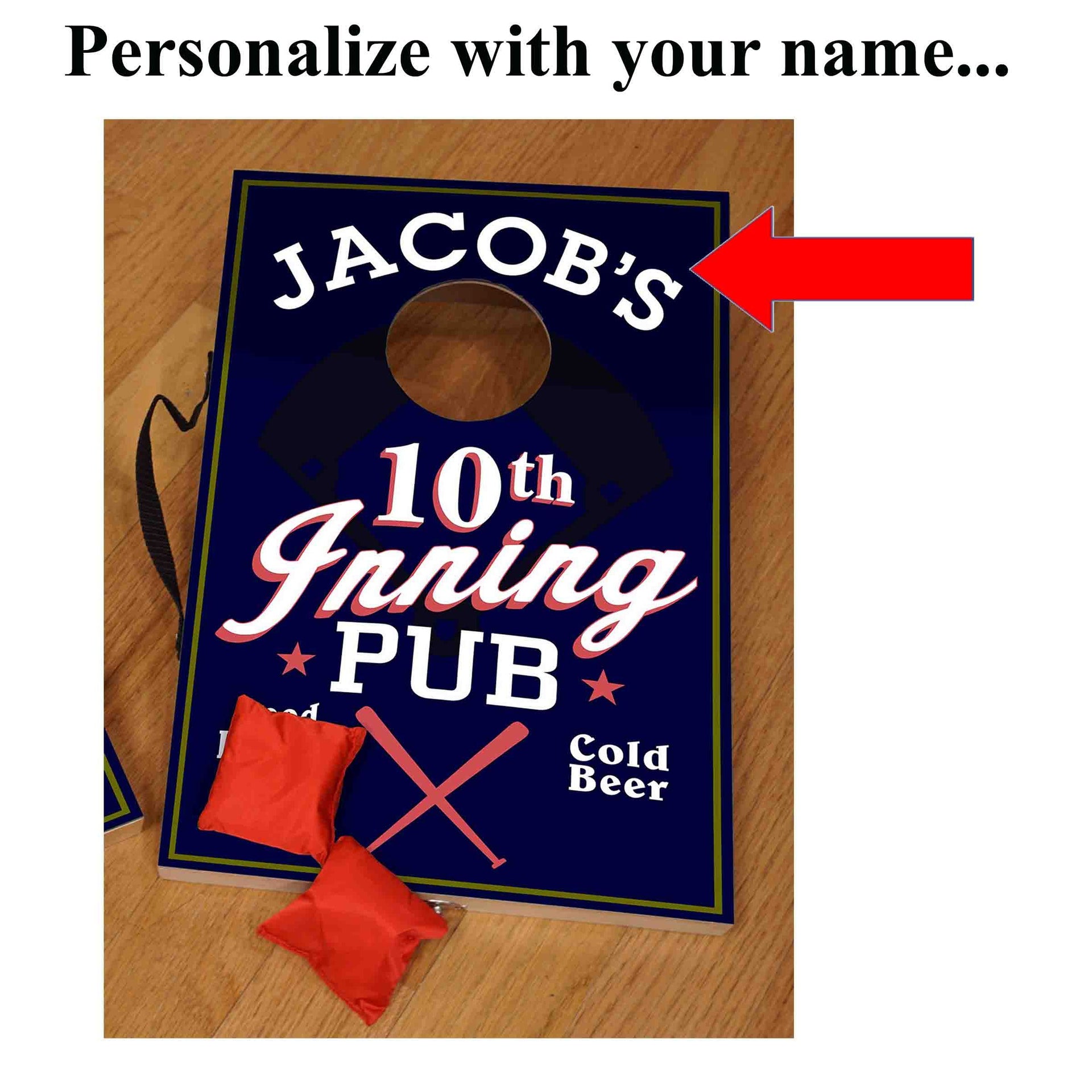 customize corn hole game with your name