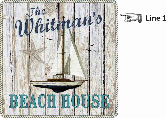 personalize the name on this beach house dartboard cabinet