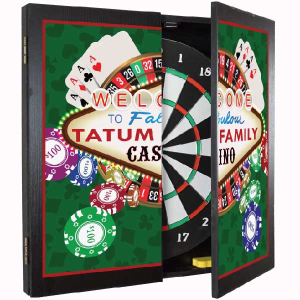 family game room dartboard cabinet