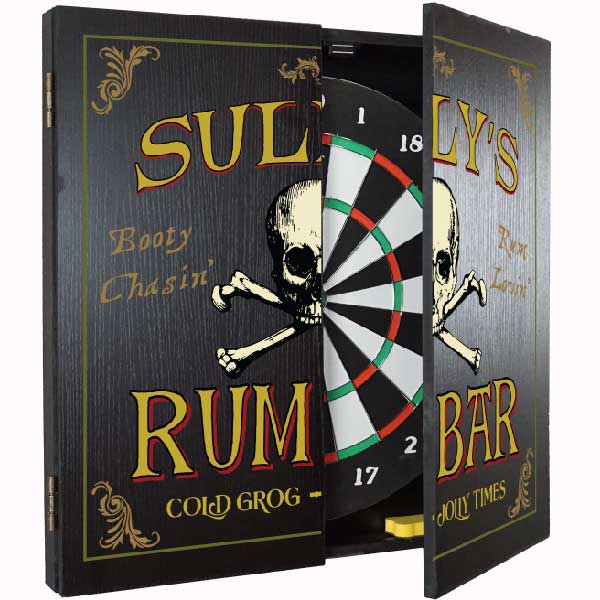 Rum lovin' dartboard cabinet