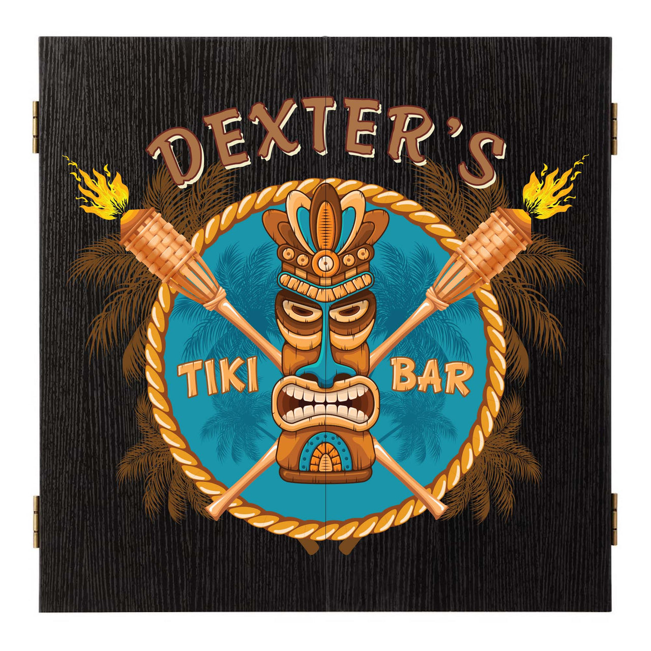 lovely dartboard cabinet for a Tiki bar