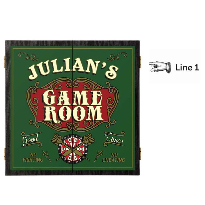 personalize the name on this dartboard case