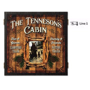 personalize this cabin themed dartboard set