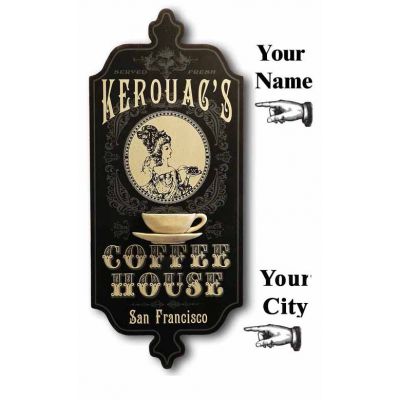 personalize this coffee house sign with your name and favorite city