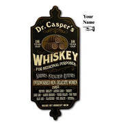 personalize the name on this vintage wood sign for Whiskey