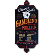 shaped wood sign for Chicago Bob's gambling parlor