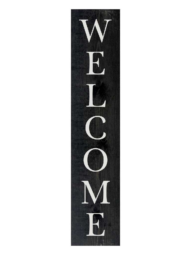 Welcome sign in Ebony verticle