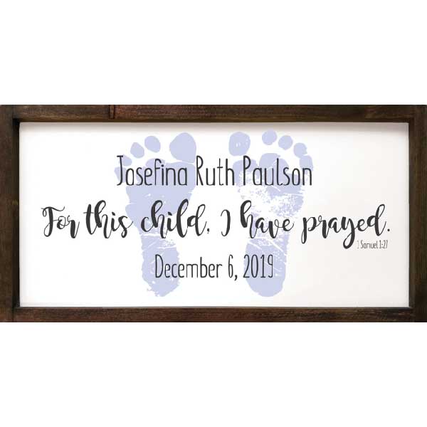 Birth Gift | For This Child | Samuel 1:27 | Wood Sign | Personalize It! | 12" x 24"