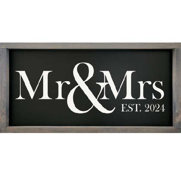 Wedding Gift | Mr & Mrs |  Wood Sign | Personalize Your Est. Date | 12" x 24"