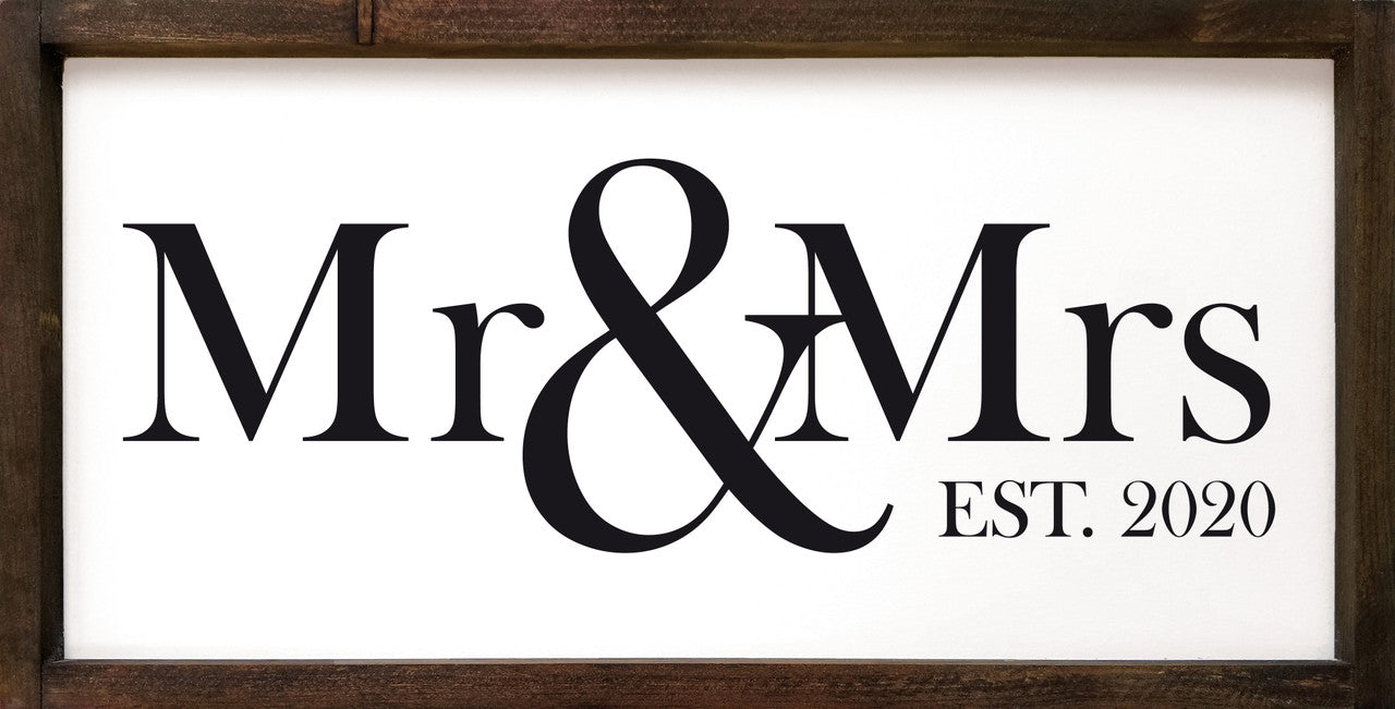 Wedding Gift | Mr & Mrs |  Wood Sign | Personalize Your Est. Date | 12" x 24"