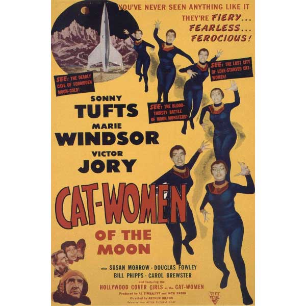Vintage Movie Poster | Wood Sign | Cat-Women of the Moon | Movie Room
