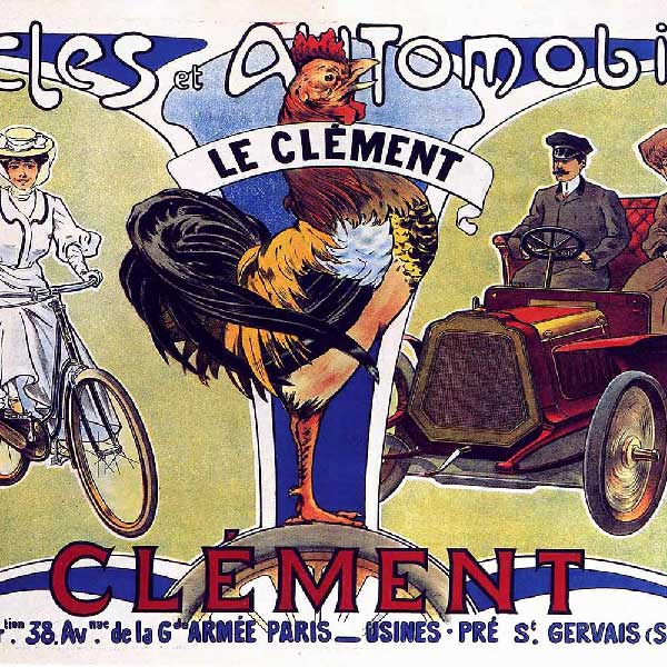 close up of vintage French automobile ad from 1900s