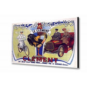 wood wall art of 1900s ad for cycles and automobiles