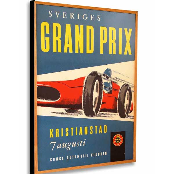 Vintage Auto Racing "Poster" | Wood Sign | Sweden | Grand Prix | 1950s