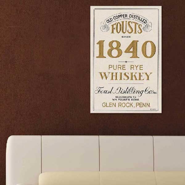 rye whiskey ad printed on wood