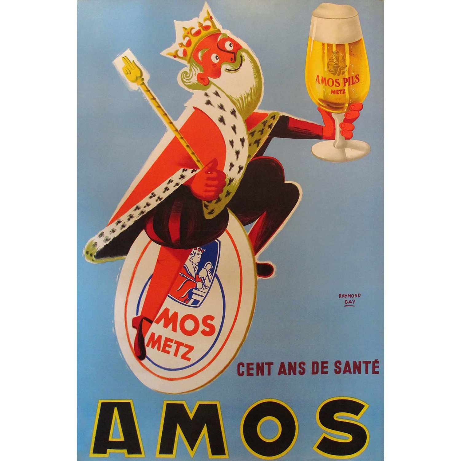 Vintage Poster | Amos | Pils Biere | Wood Sign | Beer