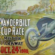 close up of wood sign for Vanderbilt motor cup race