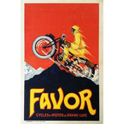 retro European motorcycle print on wood
