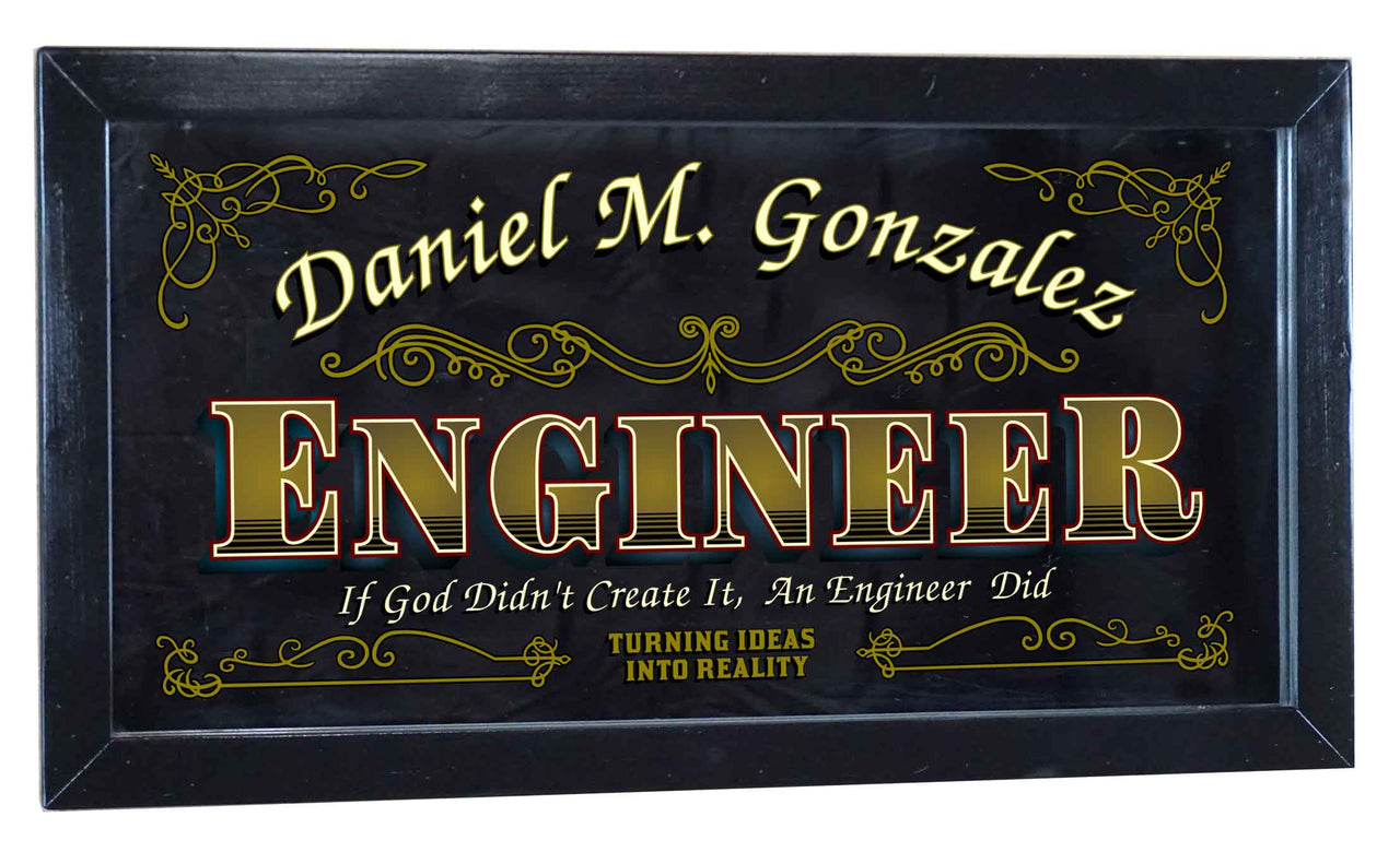 Engineer | Mirror | Occupation | Framed | Personalize It! | 12" x 26"