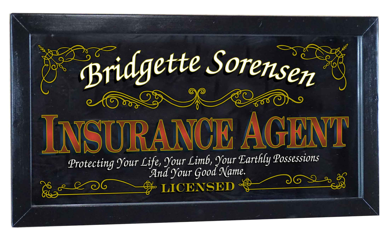 Insurance Agent | Mirror | Occupation | Framed | Personalize It! | 12" x 26"