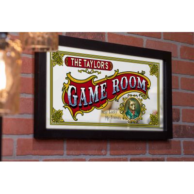 Game Room | Lucky Dog | Mirror | Framed | Personalize It! | 12" x 26"