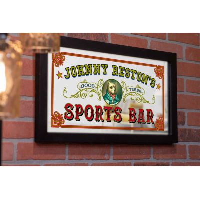 Sports Bar | Good Times | Mirror | Framed | Personalize It! | 12" x 26"