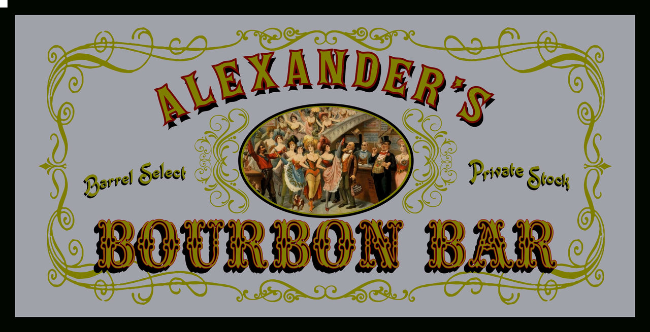 Bourbon Bar | Private | Mirror | Framed | Personalize It! | 12" x 26"