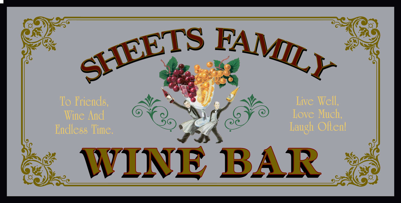 Wine Bar | Live Well | Mirror | Framed | Personalize It! | 12" x 26"