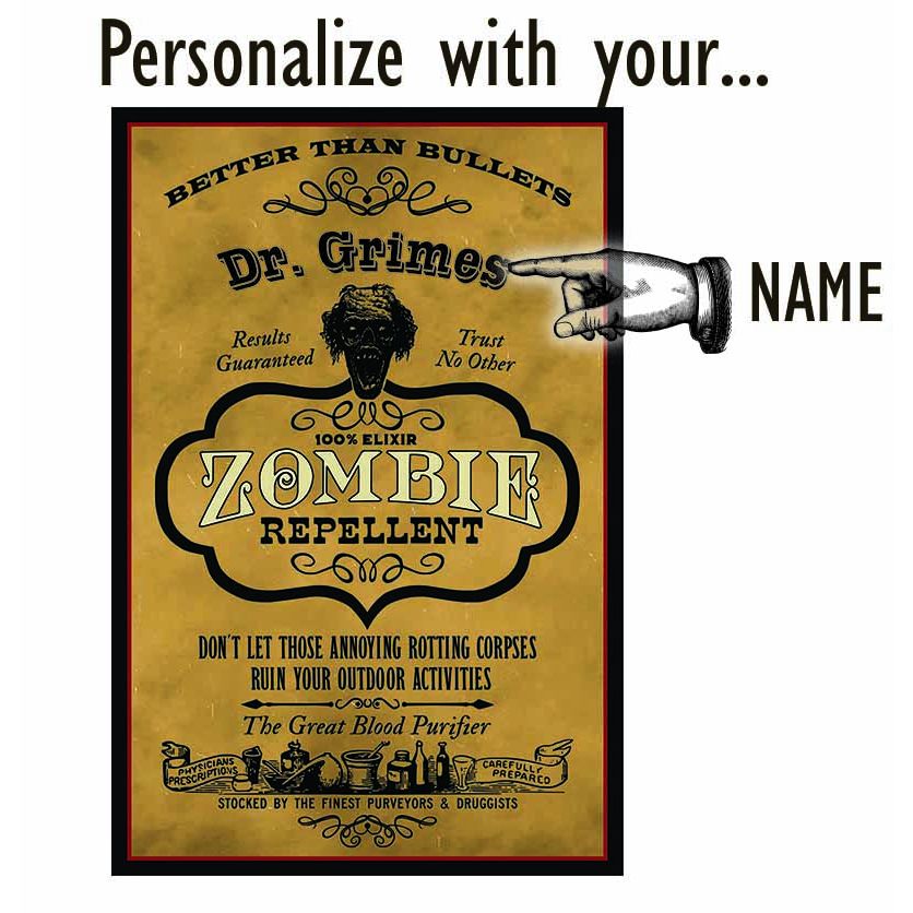 personalize this zombie elixir sign