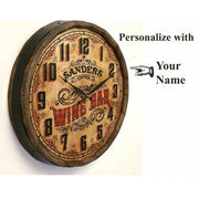 personalize the name on this wood clock for your Wine Bar
