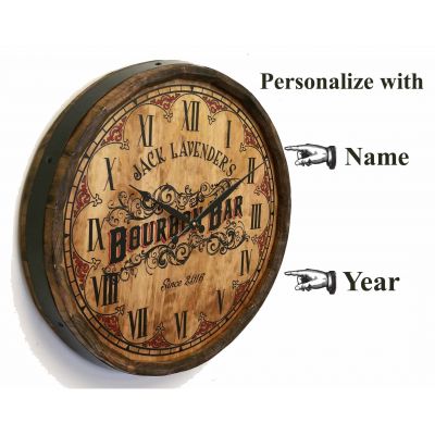 personalize the name and year on this barrel clock