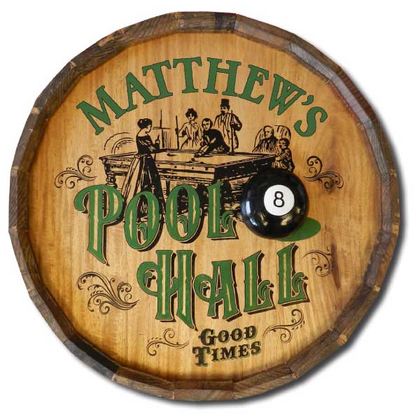 Pool hall quarter barrel sign - good times