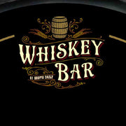 Whiskey Bar $1 Shots Daily close up of round chalkboard sign
