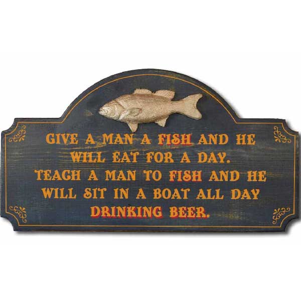 humorous sign teach to fish drink beer