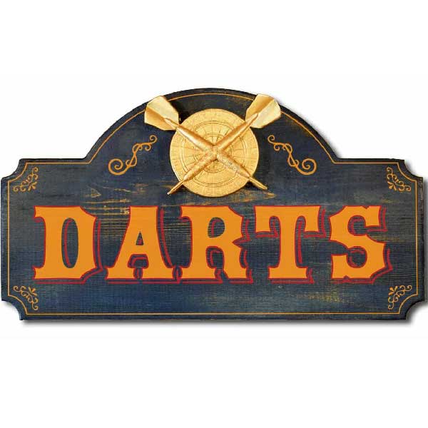 dart wood sign for game room