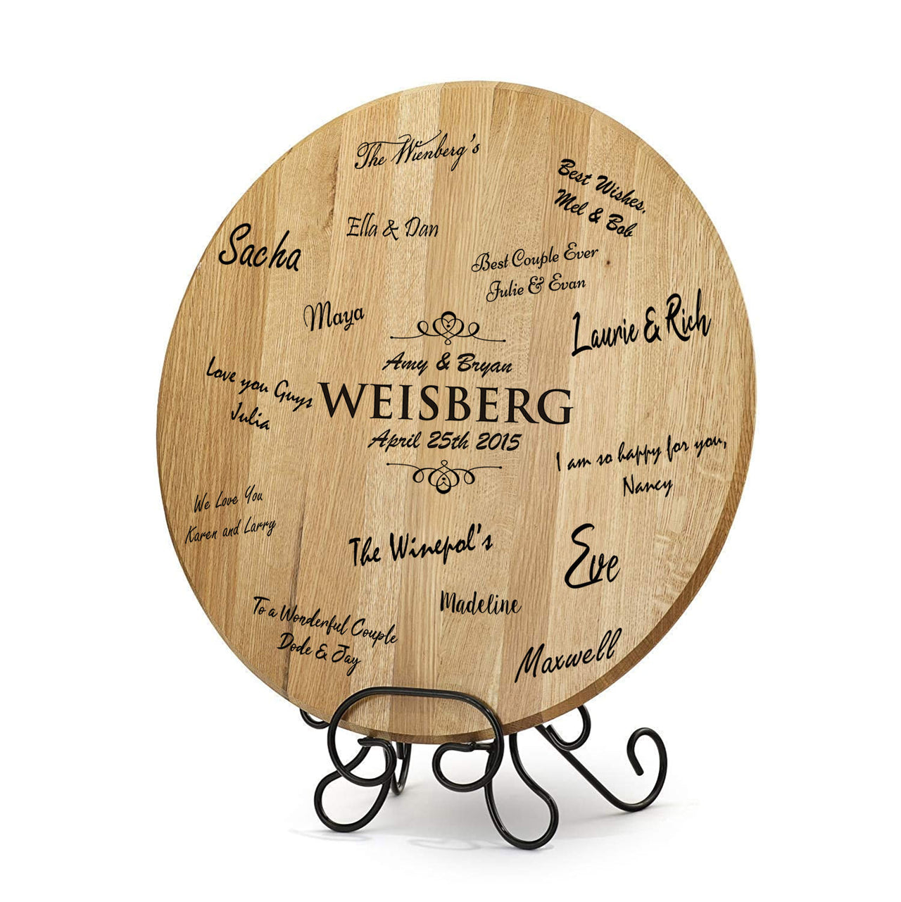 Wedding | Barrel Head Sign | Iron Stand | Unique Guest Book | Personalize It!