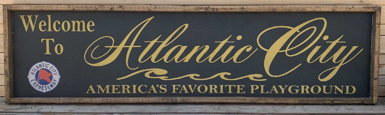 rustic sign for Atlantic City playground