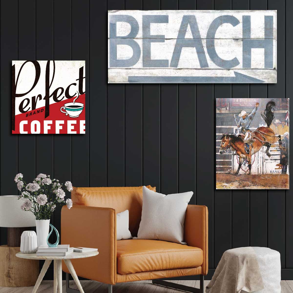 stretched canvas art - beach, rodeo and coffee ad