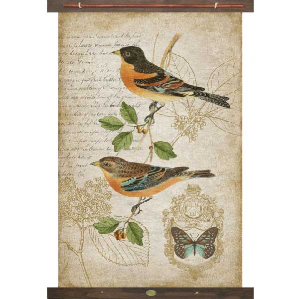 Birds | Butterfly | Script | Tapestry | Canvas Wall Hanging