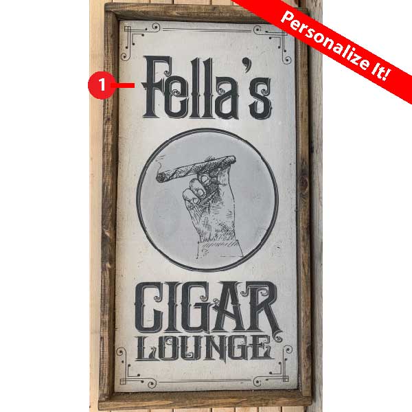 customizable name on cigar lounge wood sign