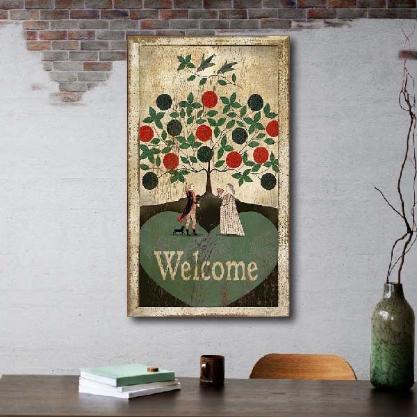 Vintage-style wood sign welcoming people to your home