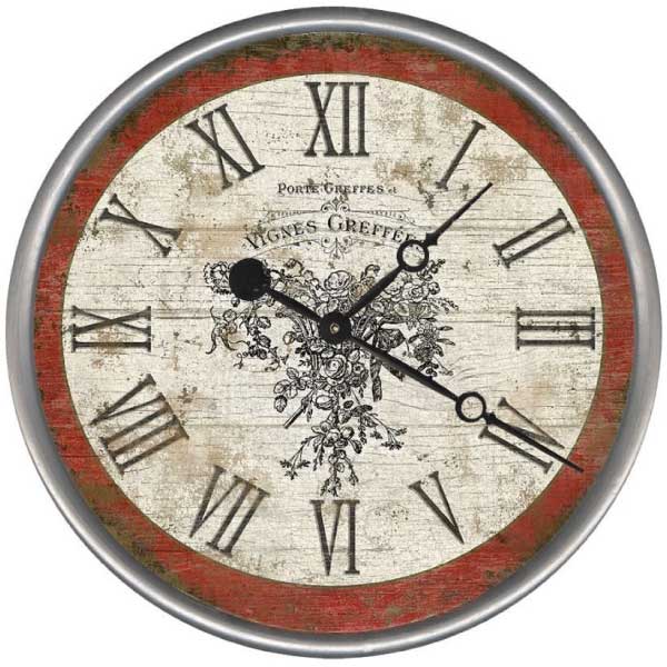 Vignes Greffees | French | Vines | Up to 30" | Round | Wall Clock