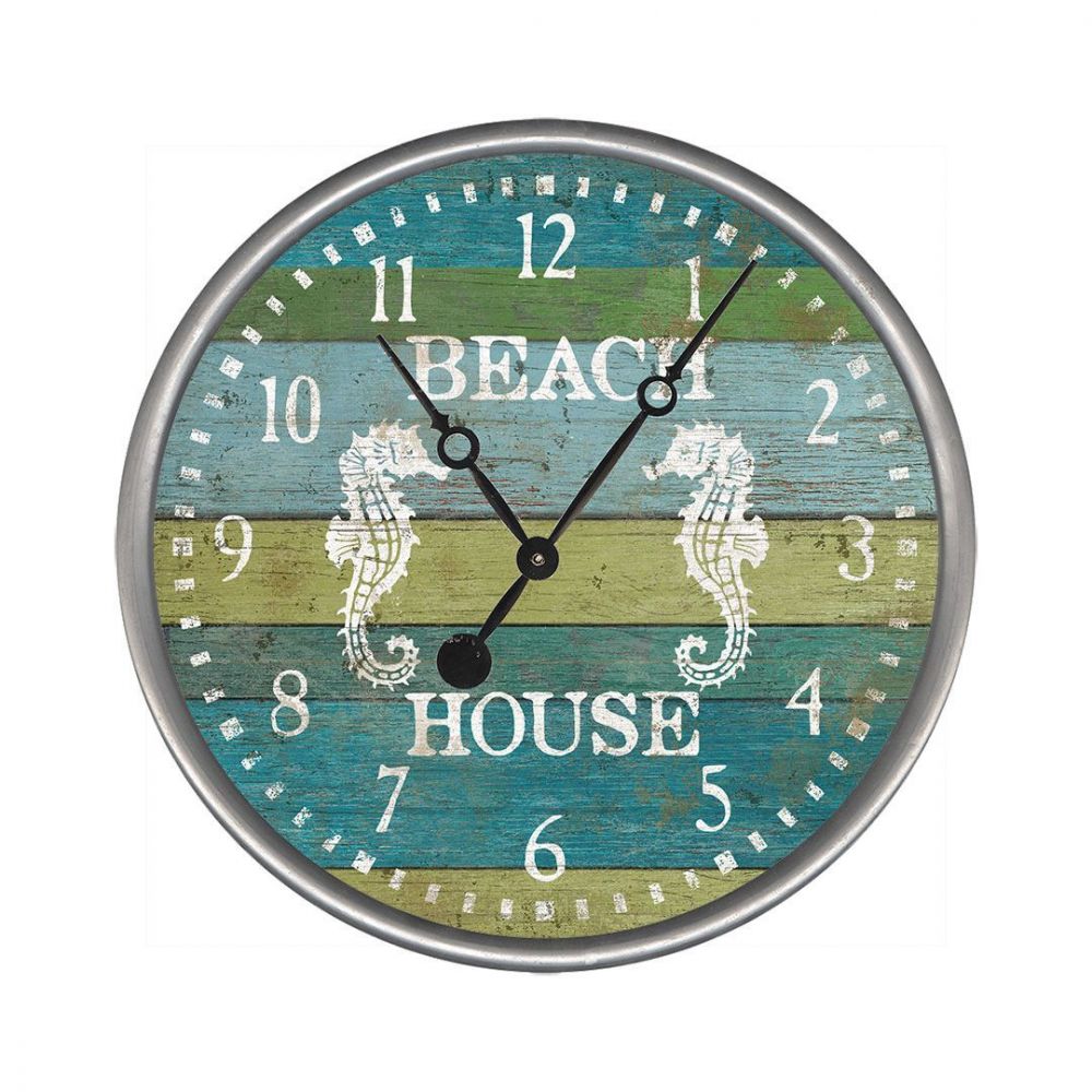 Seahorses | Beach | Vacation House | Up to 30" | Round | Wall Clock