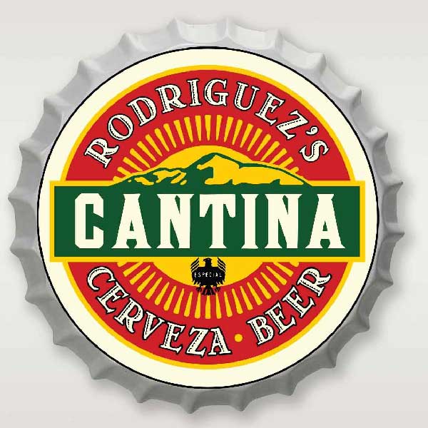 bottle top metal customizable Cantina sign