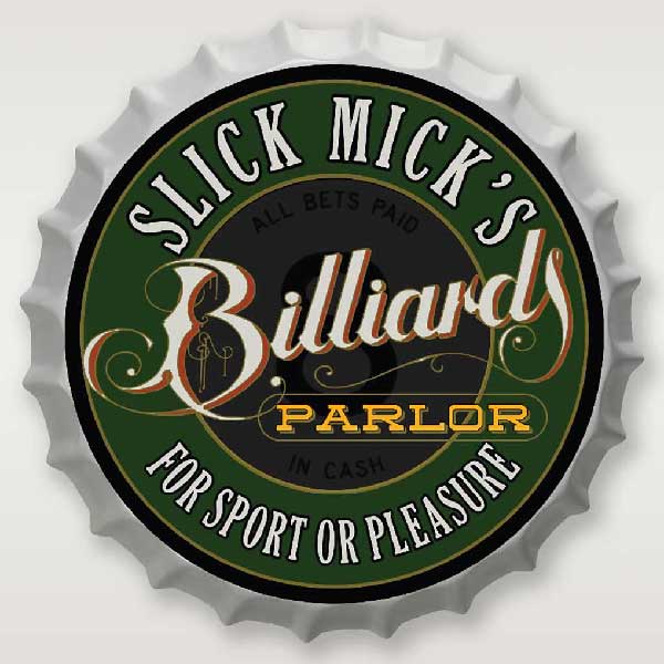 Personalize Billiards Parlor bottle cap metal sign