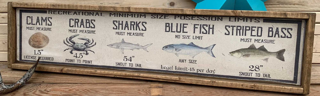fish bass sharks crab clam possession limit wood sign