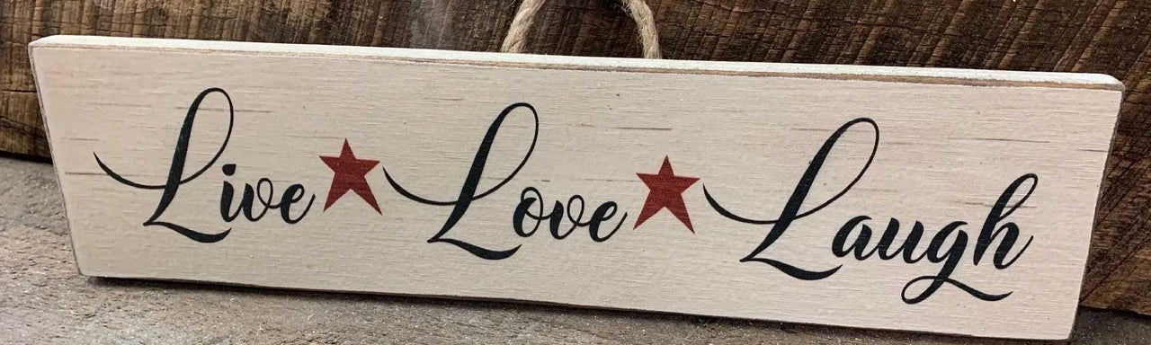 vintage style wood sign to laugh, live and love