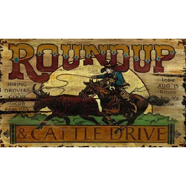 rustic wall art with western theme for a Roundup and Cattle Drive