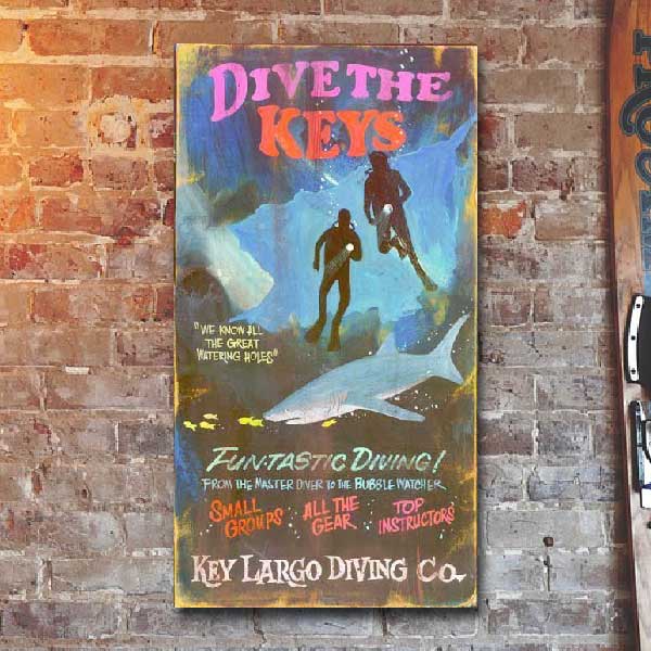 old school ad for a Key Large diving company